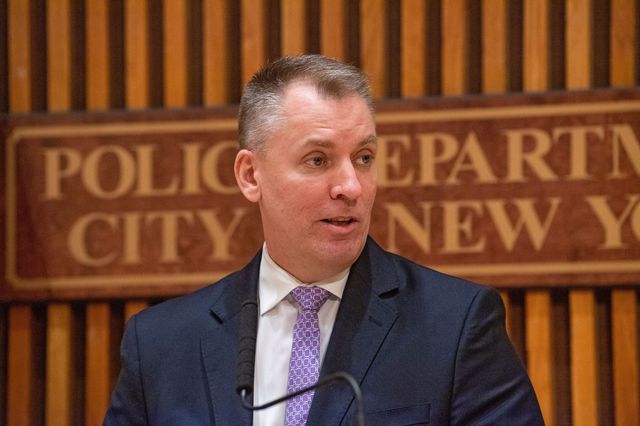 New York City Police Commissioner Dermot F. Shea at a press conference in February, 2021.